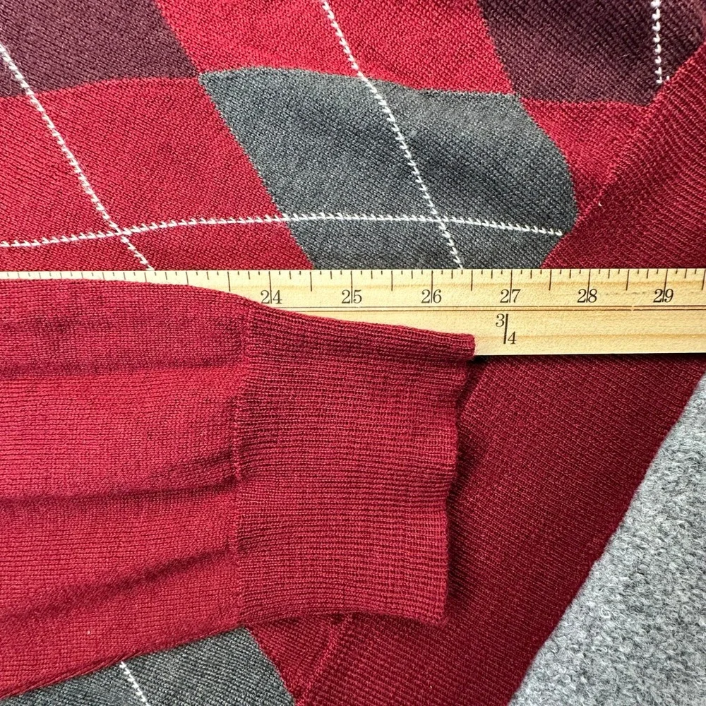INC International Concepts Argyle‎ Sweater Mens XXL Red Merino Wool Blend
